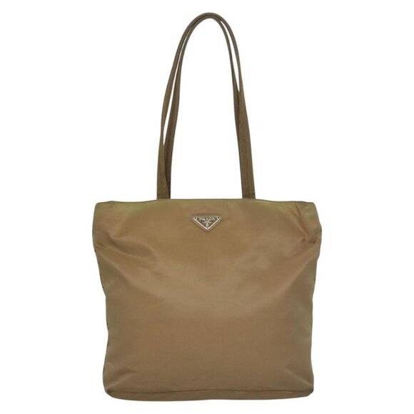 PRADA Tote Bag Nylon Beige Auth ti2720 - Picture 1 of 15
